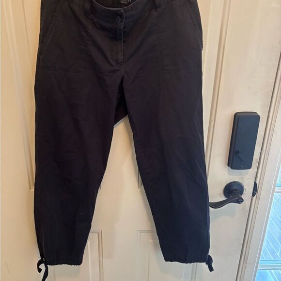 Talbots Navy Cropped Ankle Pants with Sleek Design and Tie Hem - Picture 6 of 8